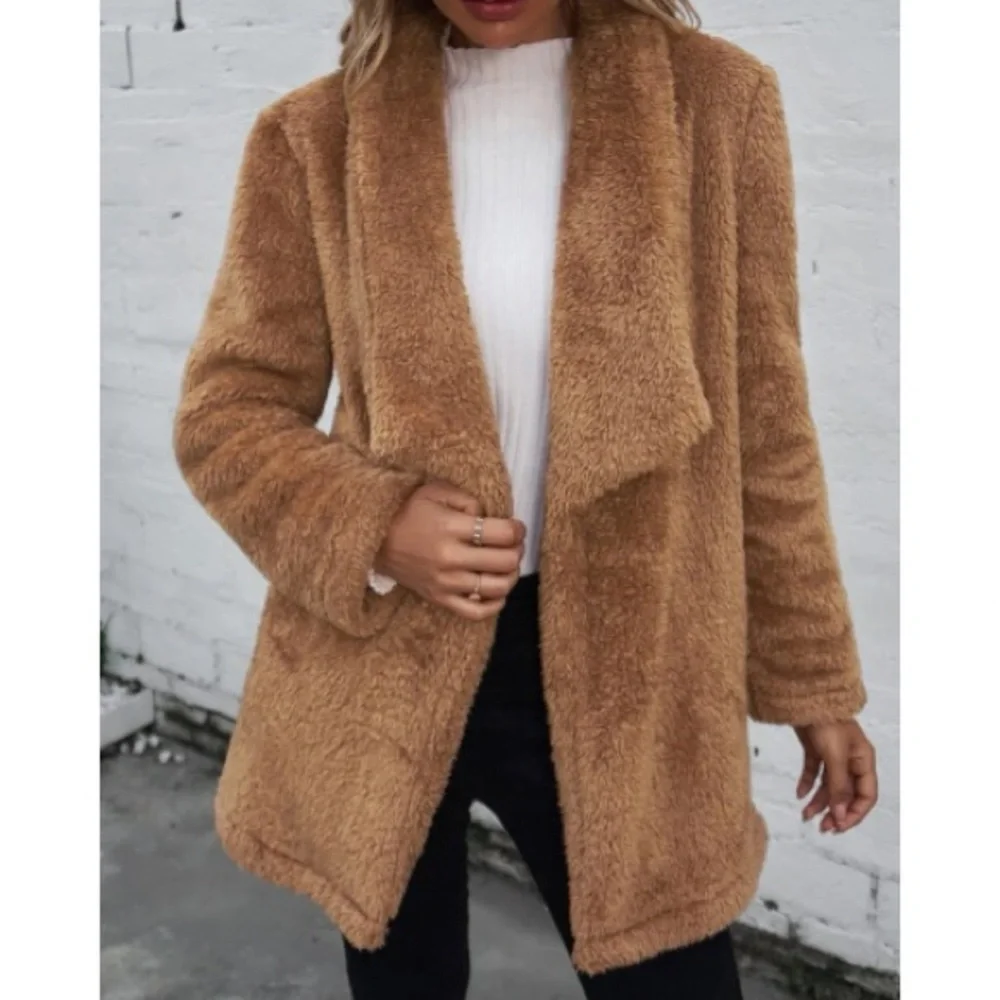 Cozy open front teddy coat